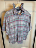 Ralph Lauren - Pastel Plaid - Short Sleeve - Ruffle Collar - Size XL