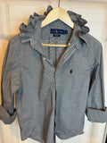 Ralph Lauren - Black and White Gingham - Long Sleeve - Ruffle Collar - Medium