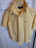 Ralph Lauren - Yellow and White Gingham - Short Sleeve - Ruffle Collar - Medium/Large