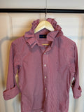 Ralph Lauren - Red and White Gingham - Long Sleeve - Ruffle Collar - Medium