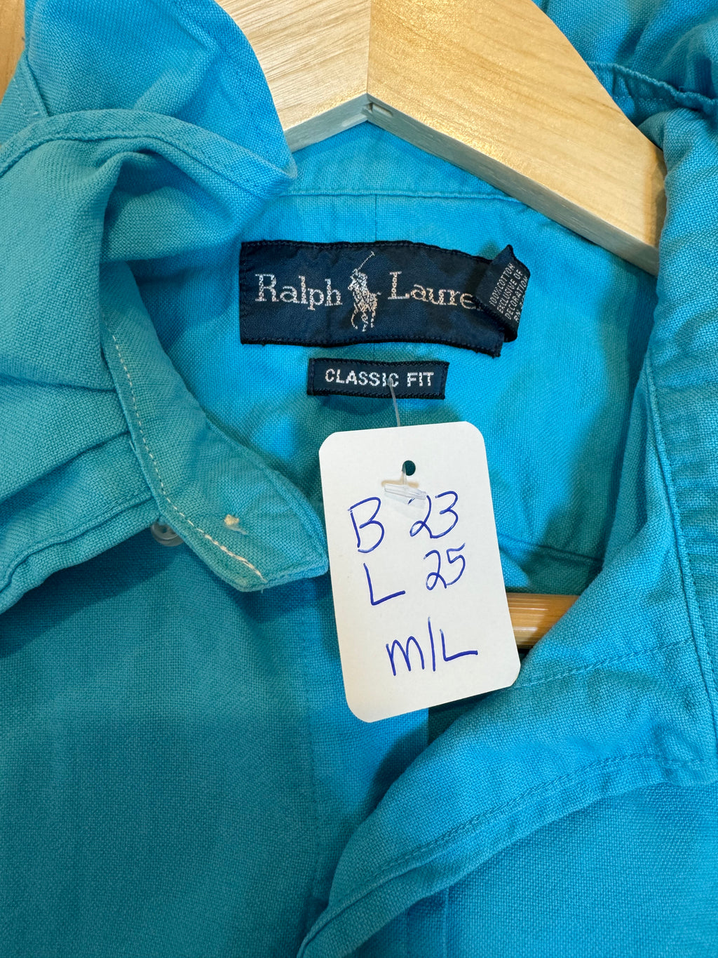 Ralph Lauren - Turquoise - Short Sleeve - Ruffle Collar - Medium/Large