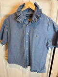 Ralph Lauren - Chambray Denim - Short Sleeve - Ruffle Collar - Large