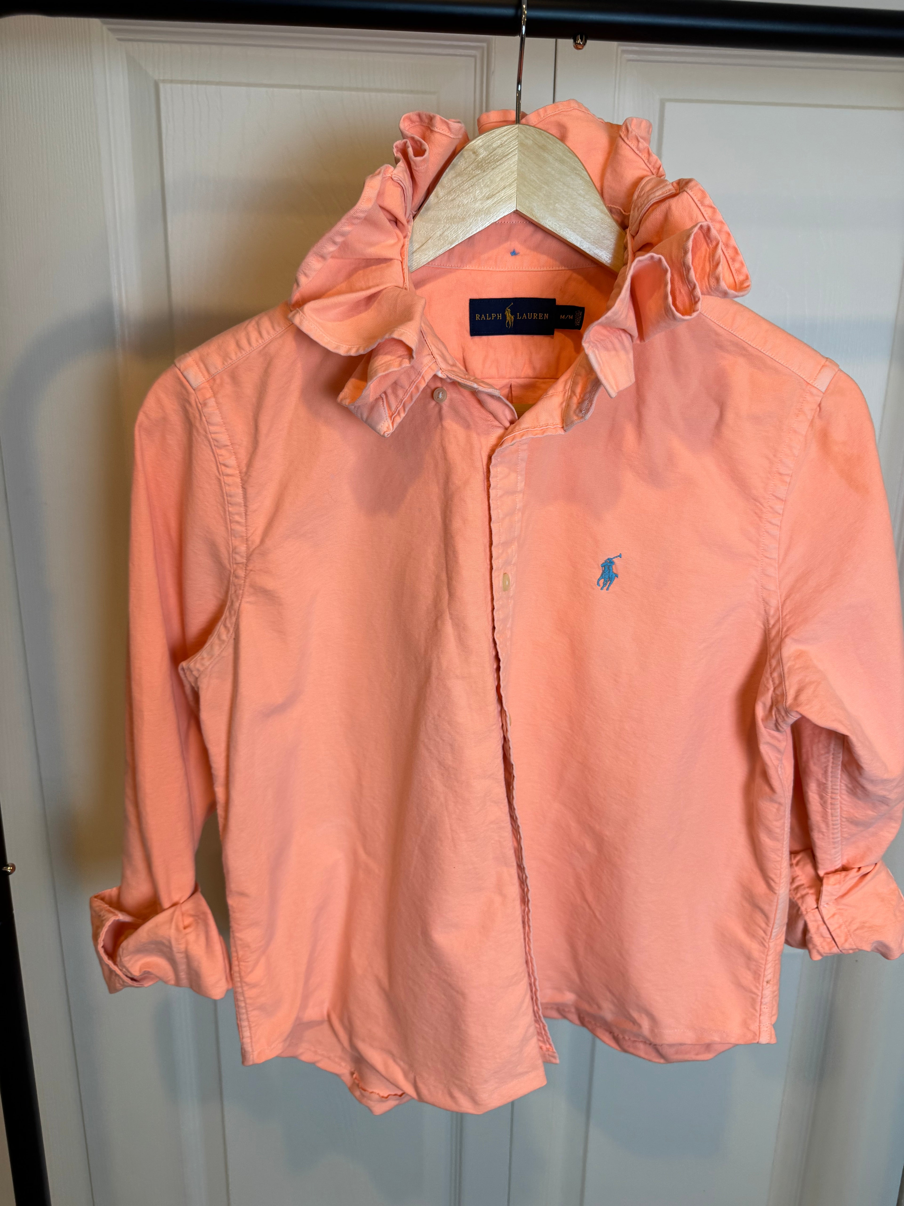 Ralph Lauren - Bright Orange - Long Sleeve - Ruffle Collar - Small