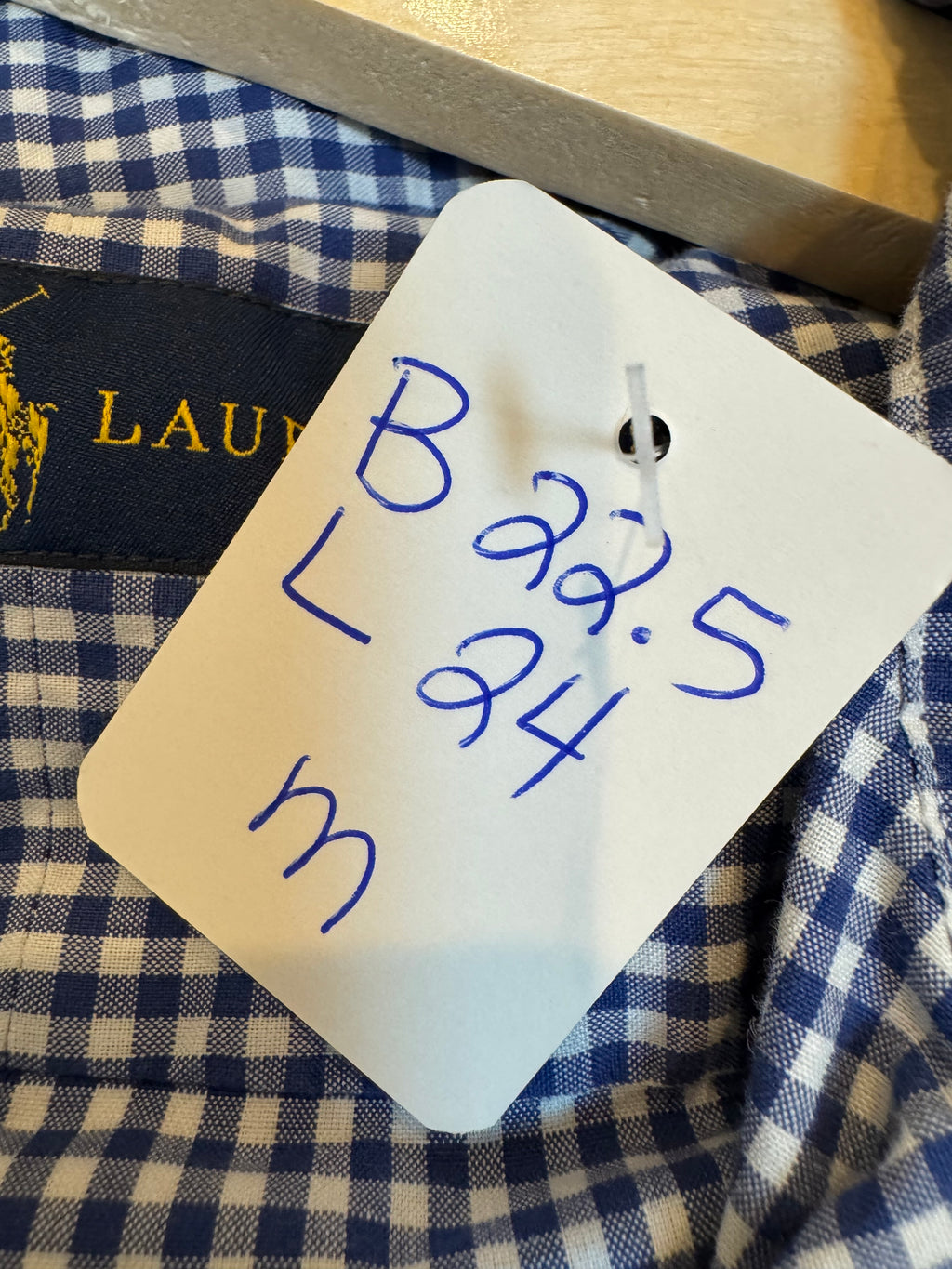 Ralph Lauren - Blue Gingham - Long Sleeve - Ruffle Collar - Medium