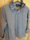 Ralph Lauren - Light Blue Gingham - Long Sleeve - Ruffle Collar - Large