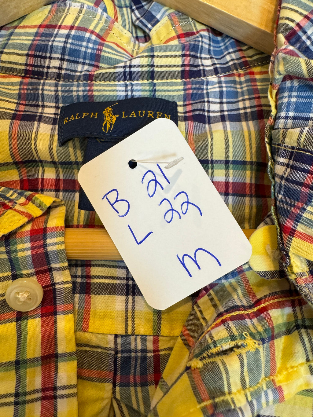 Ralph Lauren - Yellow Plaid - Long Sleeve - Ruffle Collar - Medium