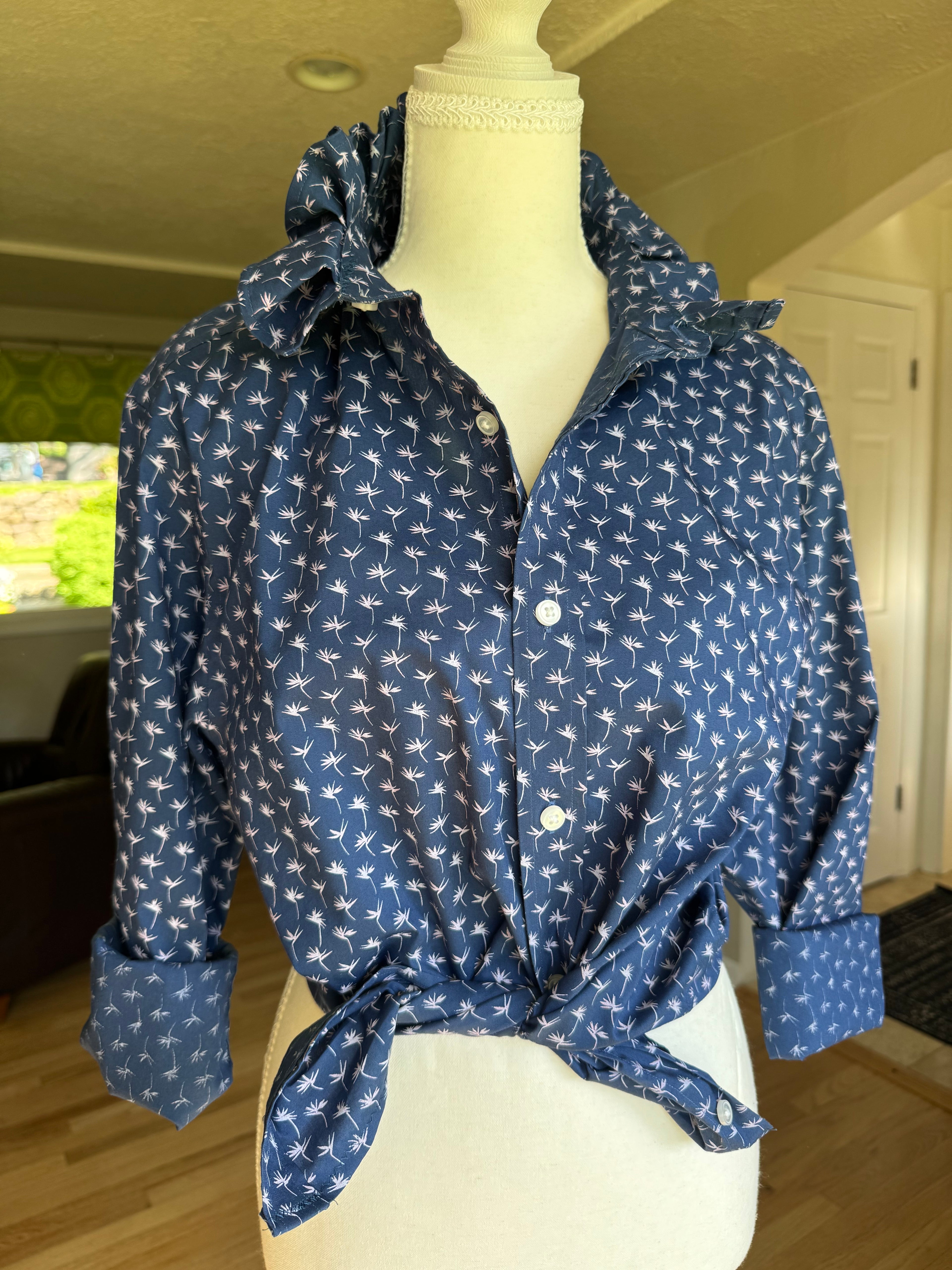 Luna - Lucky Brand Men's Upcycled Navy Shirt - size Medium/Large