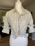 Gretta - Nordstrom Upcycled Men's Dress Shirt - Yellow and Lt Blue Plaid - size S