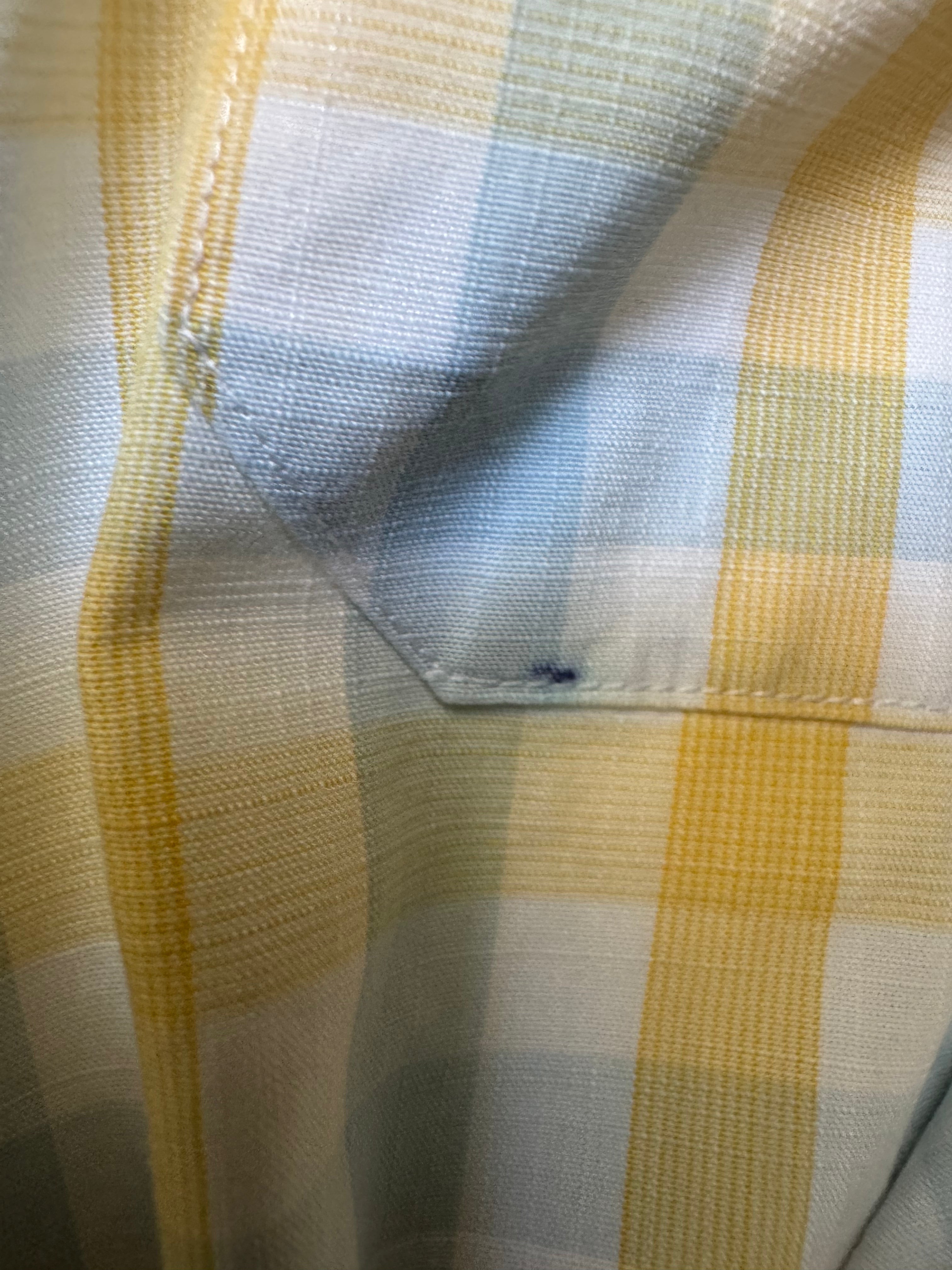 Gretta - Nordstrom Upcycled Men's Dress Shirt - Yellow and Lt Blue Plaid - size S