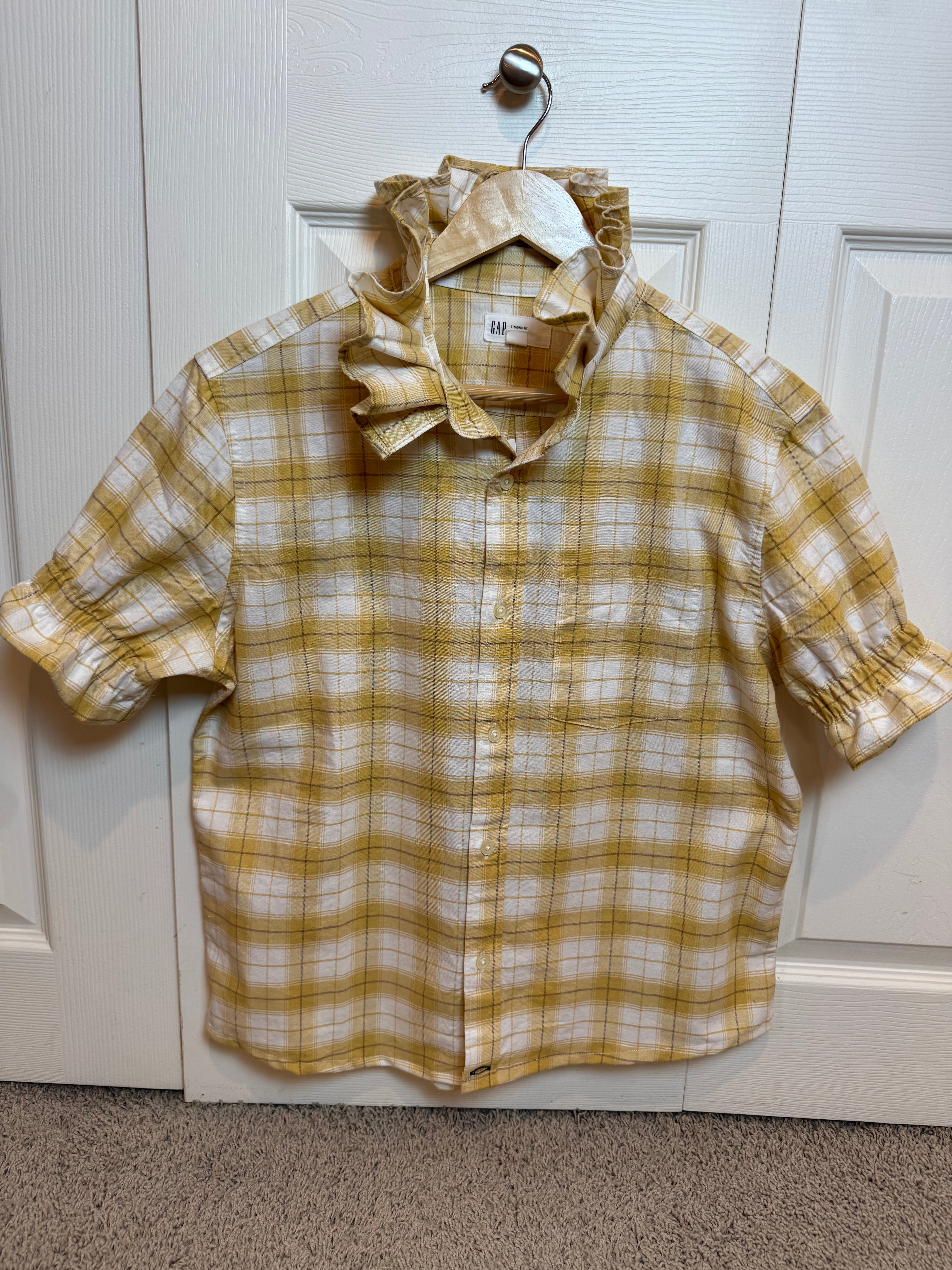Brand New Gap - Yellow Plaid - Short gathered sleeve - Size Medium