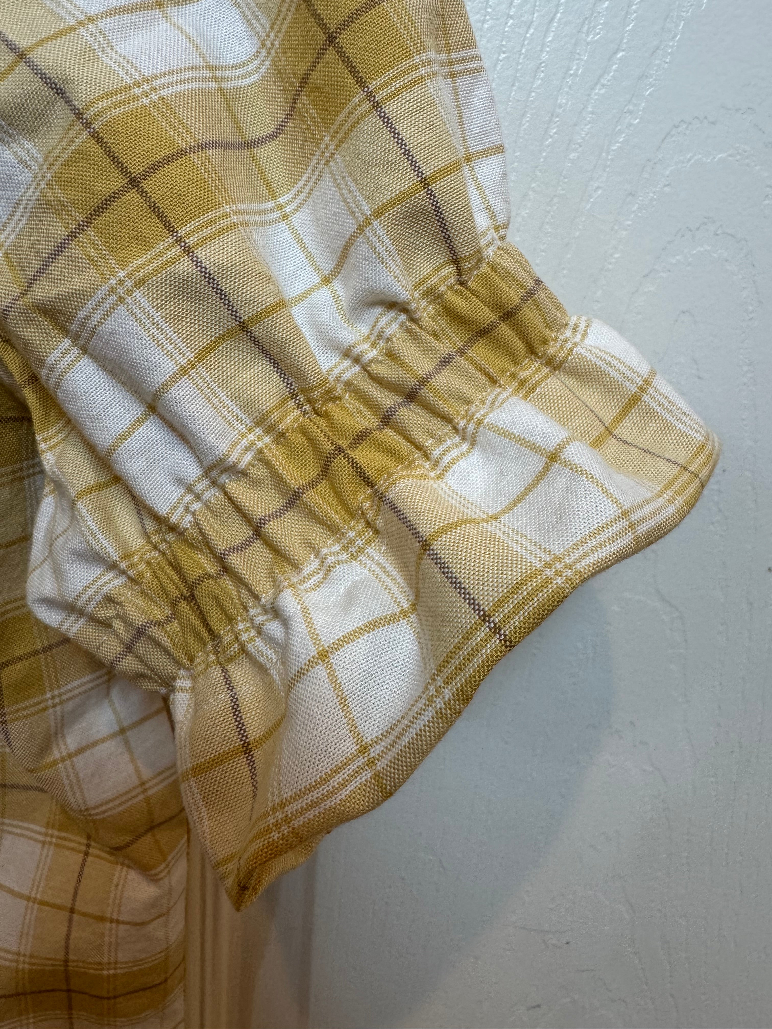 Brand New Gap - Yellow Plaid - Short gathered sleeve - Size Medium