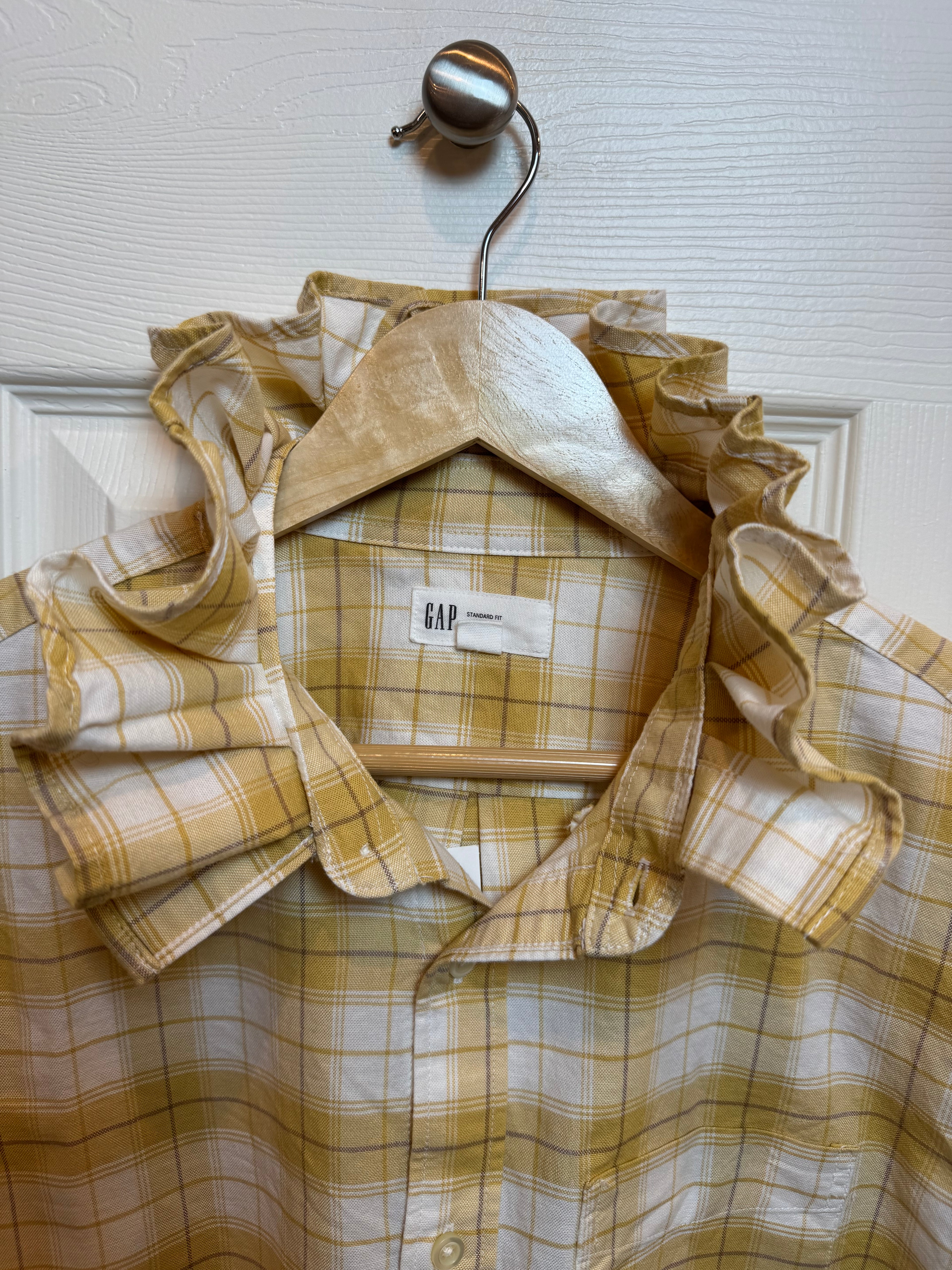 Brand New Gap - Yellow Plaid - Short gathered sleeve - Size Medium