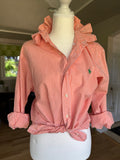 Ralph Lauren - Orange Gingham - Long  Sleeve - Ruffle Collar - Size Large