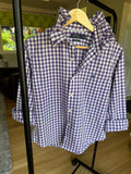 Ralph Lauren - Purple Gingham - Long Sleeve - Ruffle Collar - Size Medium/Large
