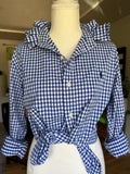 Ralph Lauren - Blue Gingham - Long Sleeve - Ruffle Collar - Size Medium