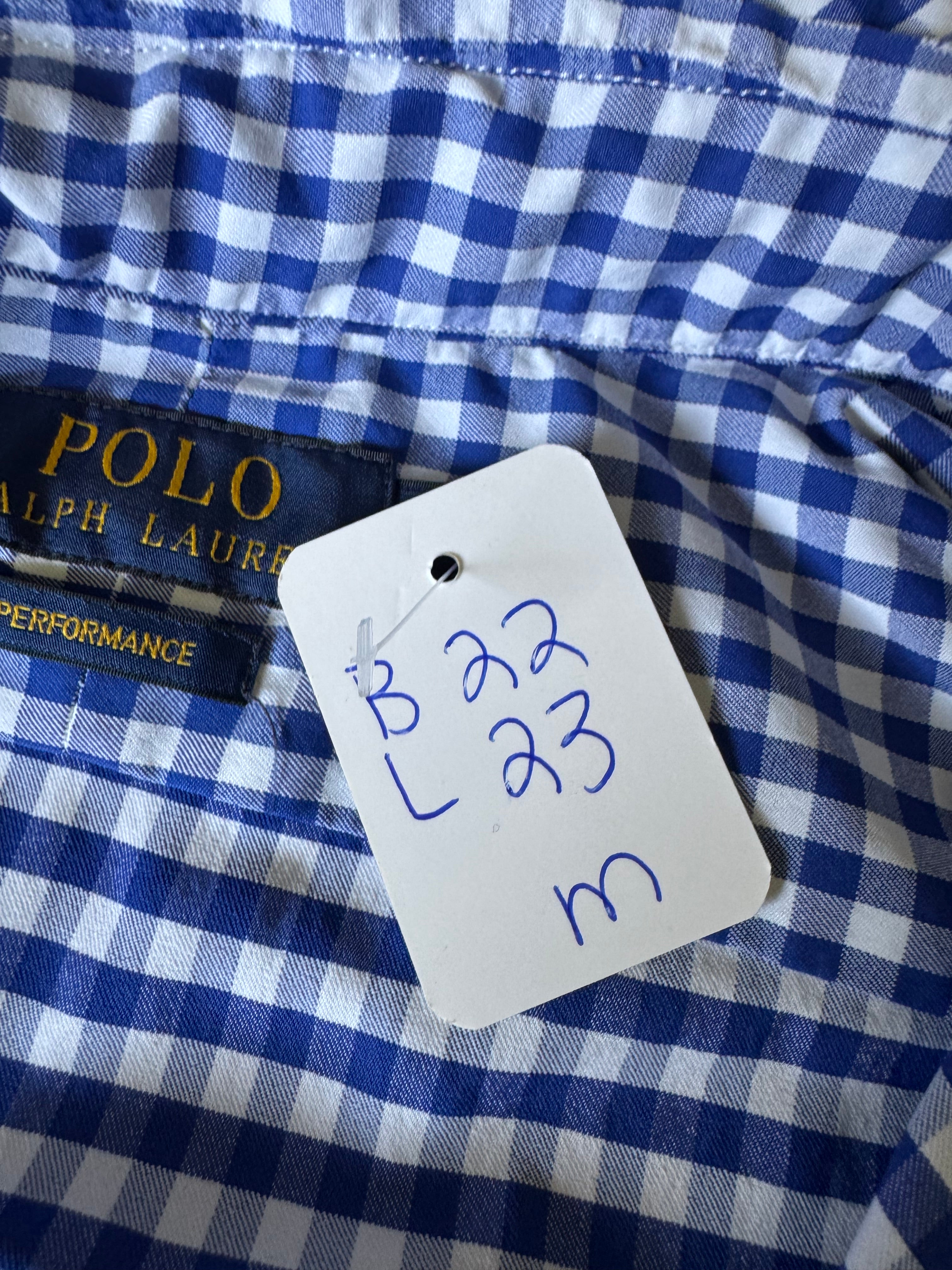 Ralph Lauren - Blue Gingham - Long Sleeve - Ruffle Collar - Size Medium