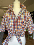 Ralph Lauren - Orange and White Plaid -Short Sleeve - Ruffle Collar - Medium