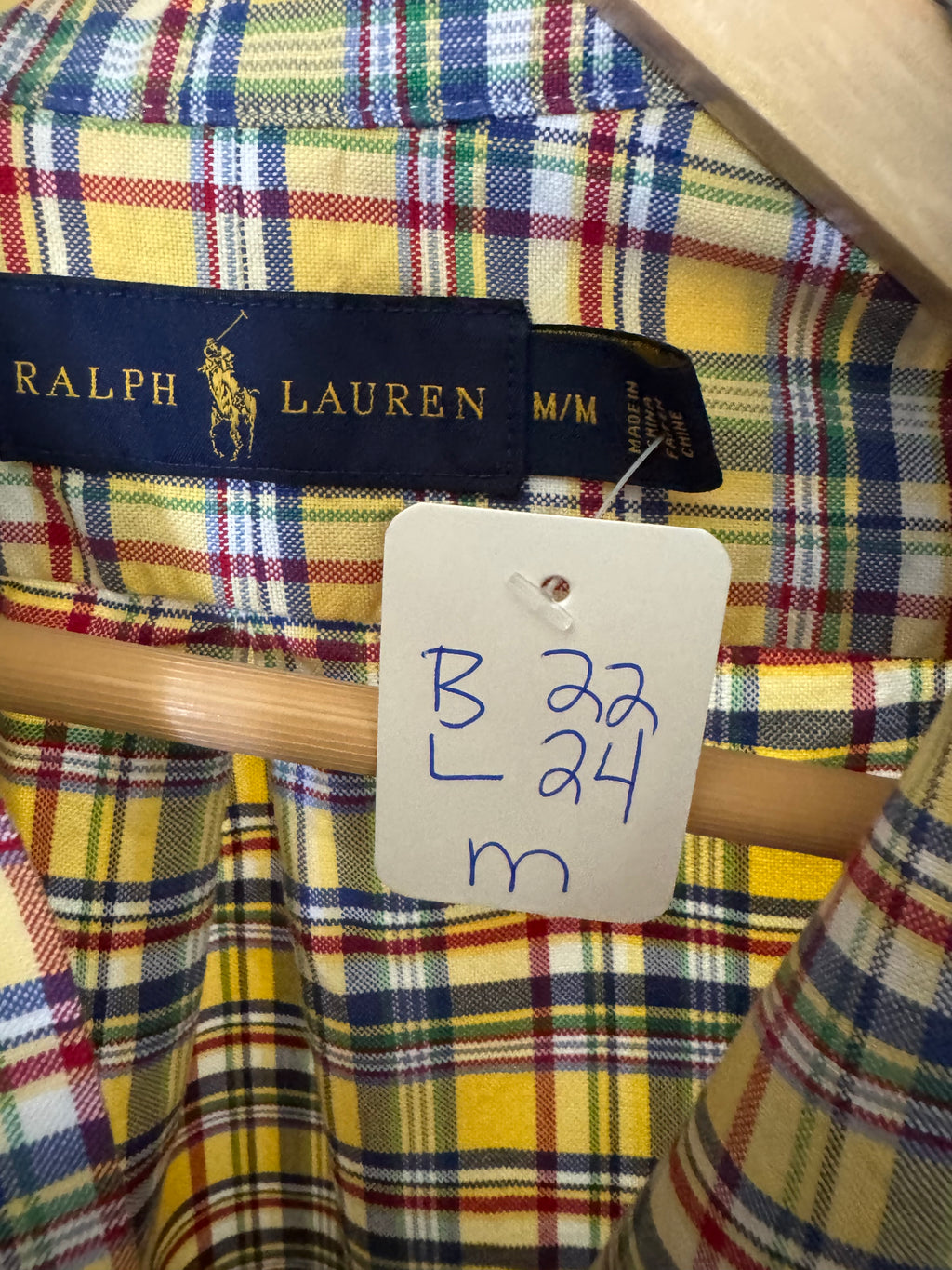 Ralph Lauren - Yellow Plaid -Long Sleeve - Ruffle Collar - Medium