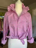 Ralph Lauren - Pink Gingham - Long Sleeve - Ruffle Collar - Small/Medium