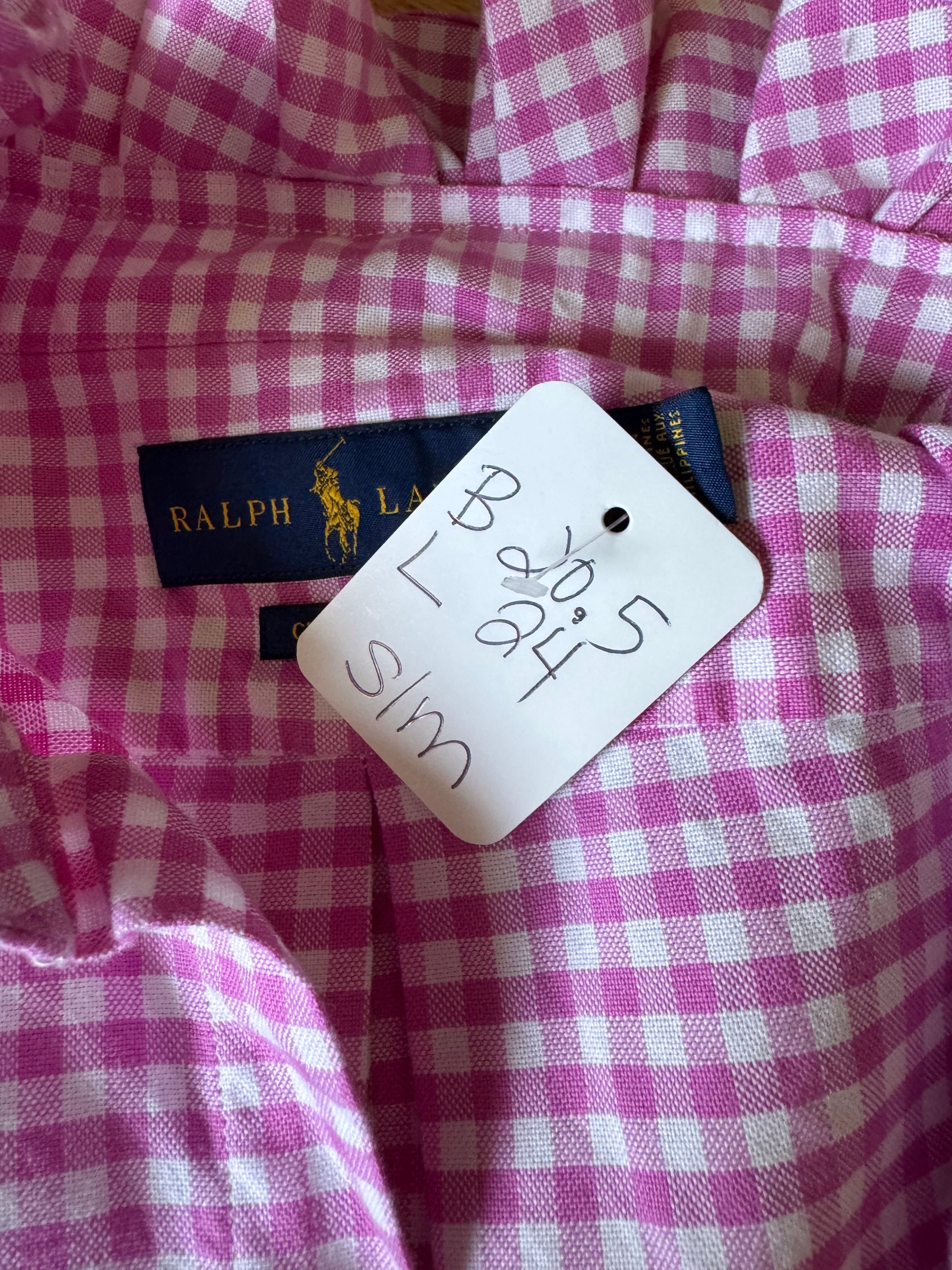 Ralph Lauren - Pink Gingham - Long Sleeve - Ruffle Collar - Small/Medium