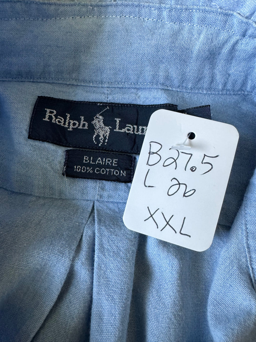 Ralph Lauren - Denim Chambray -Long Sleeve - Ruffle Collar - XXL