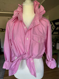 Ralph Lauren - Pink Gingham - Long Sleeve - Ruffle Collar - Large