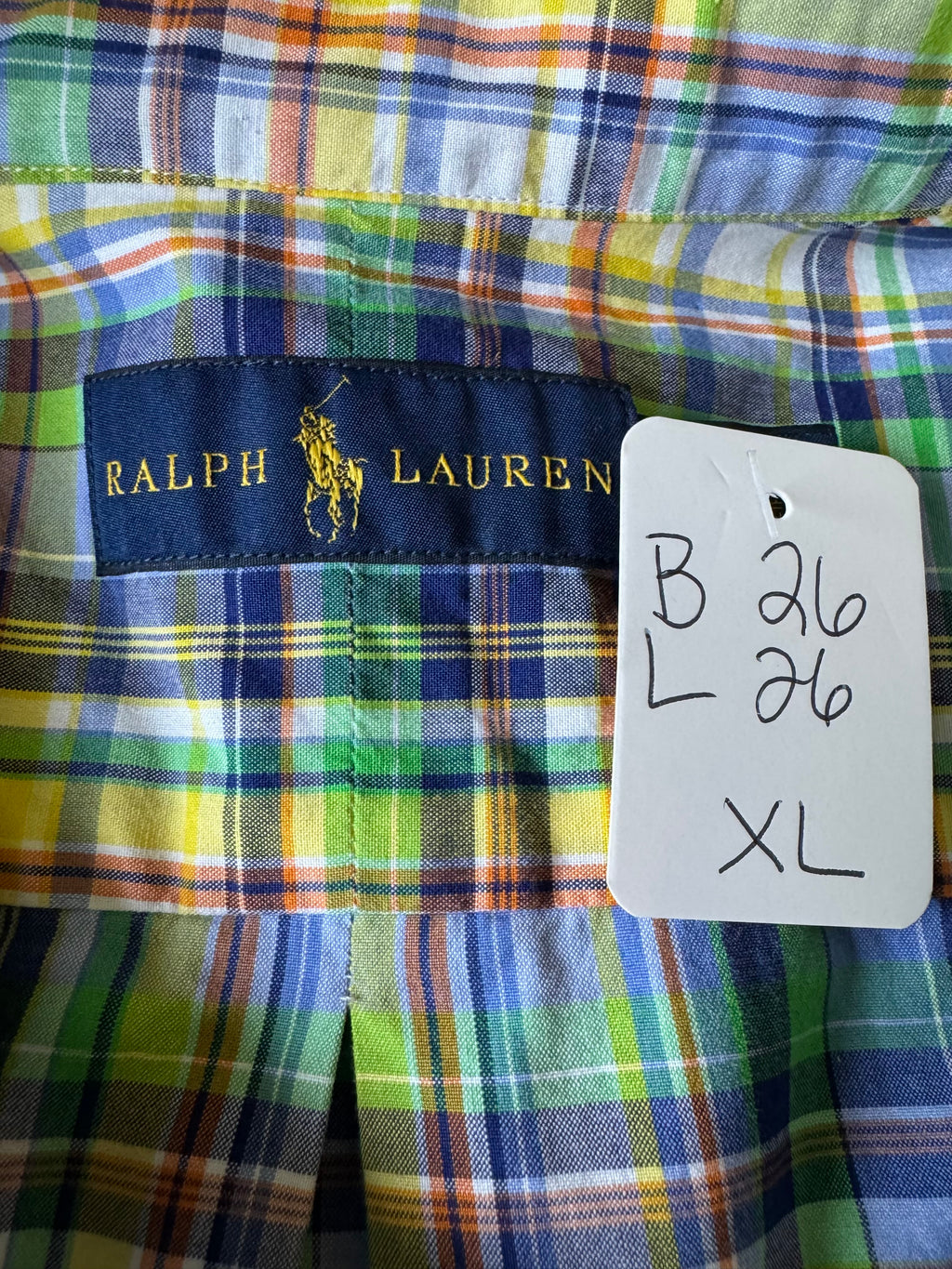 Ralph Lauren - Yellow Plaid - Long Sleeve - Ruffle Collar - XL