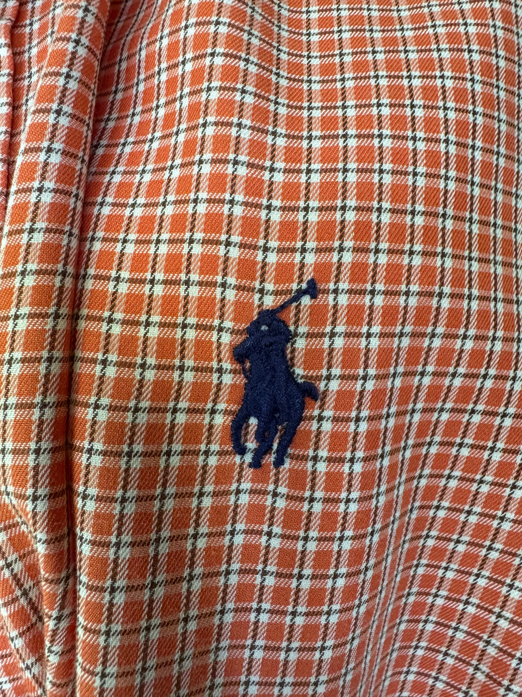 Ralph Lauren - Orange Plaid - Long  Sleeve - Ruffle Collar - Size XXL