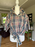 Ralph Lauren - Yellow Plaid - Short Sleeve - Ruffle Collar - XL