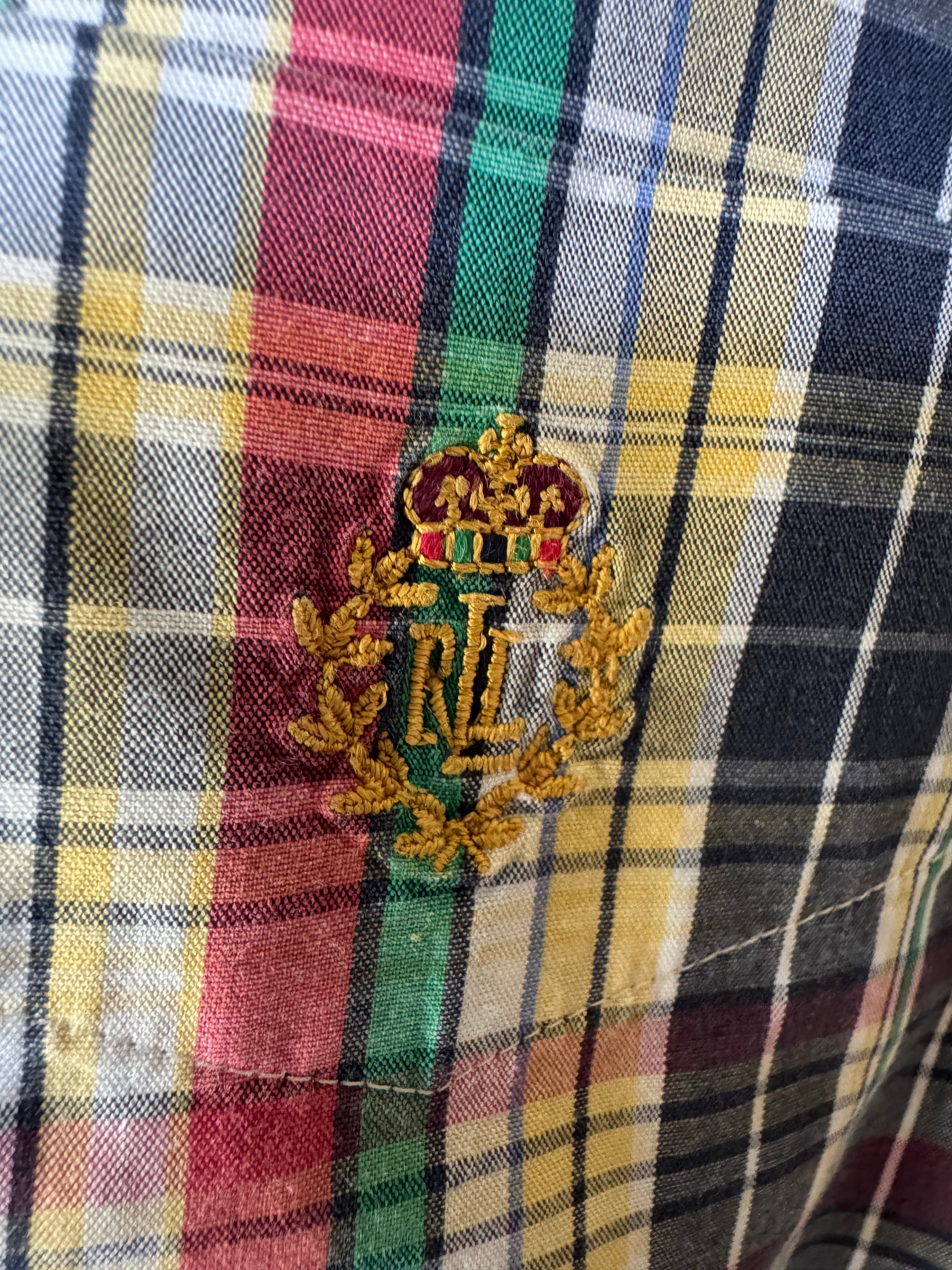 Ralph Lauren - Yellow Plaid - Short Sleeve - Ruffle Collar - XL