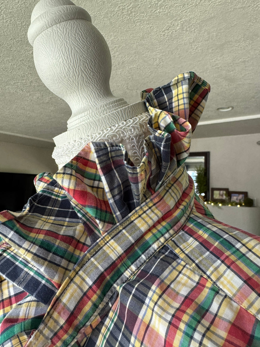Ralph Lauren - Yellow Plaid - Short Sleeve - Ruffle Collar - XL