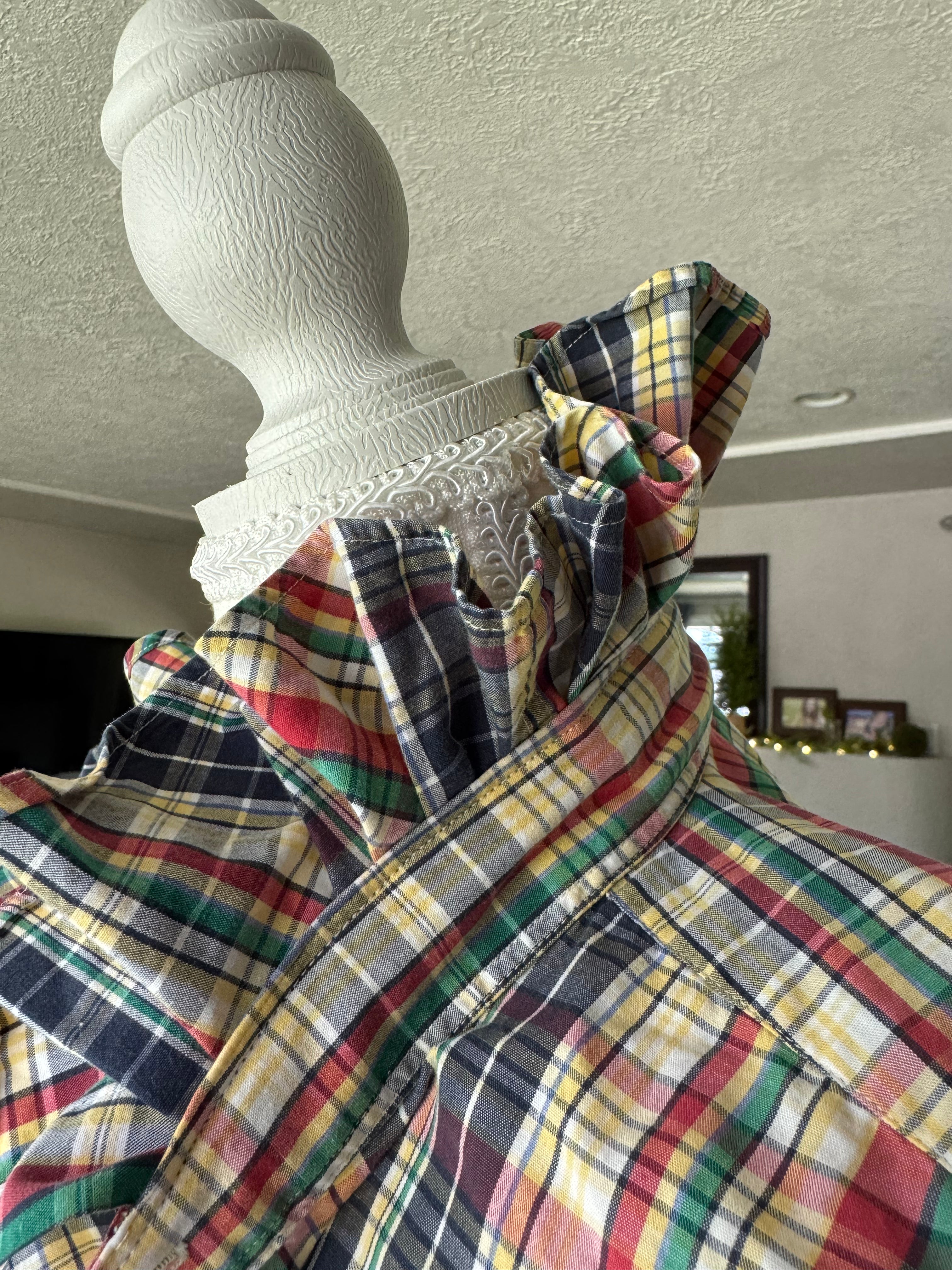Ralph Lauren - Yellow Plaid - Short Sleeve - Ruffle Collar - XL
