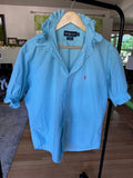 Ralph Lauren - Blue Gingham - Short Gathered Sleeve - Size XL