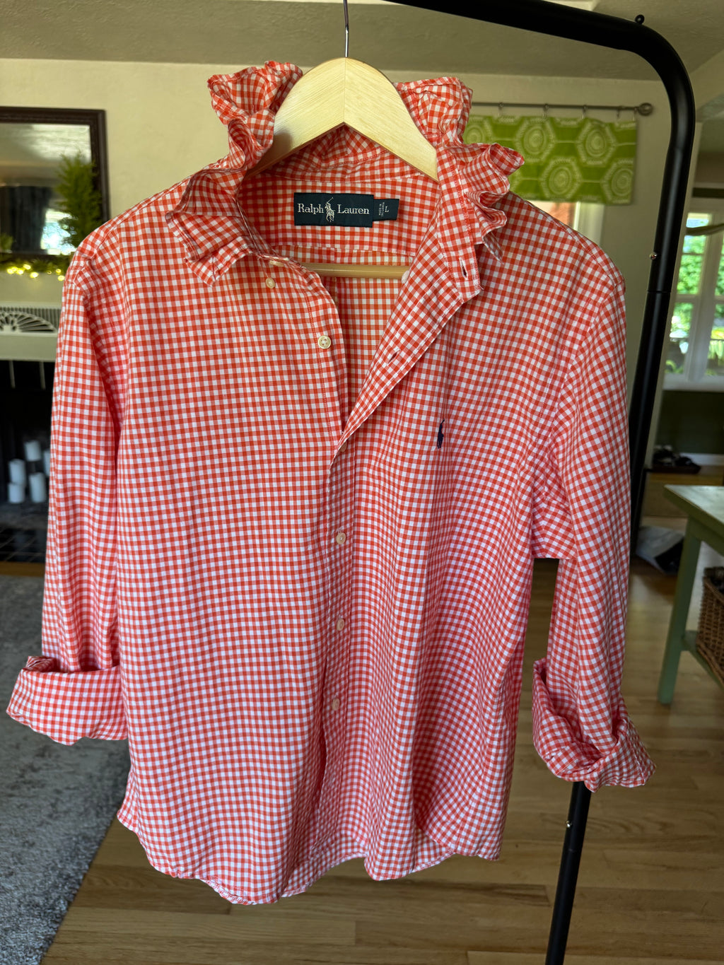 Ralph Lauren - Orange Gingham - Long Sleeve - Size Large