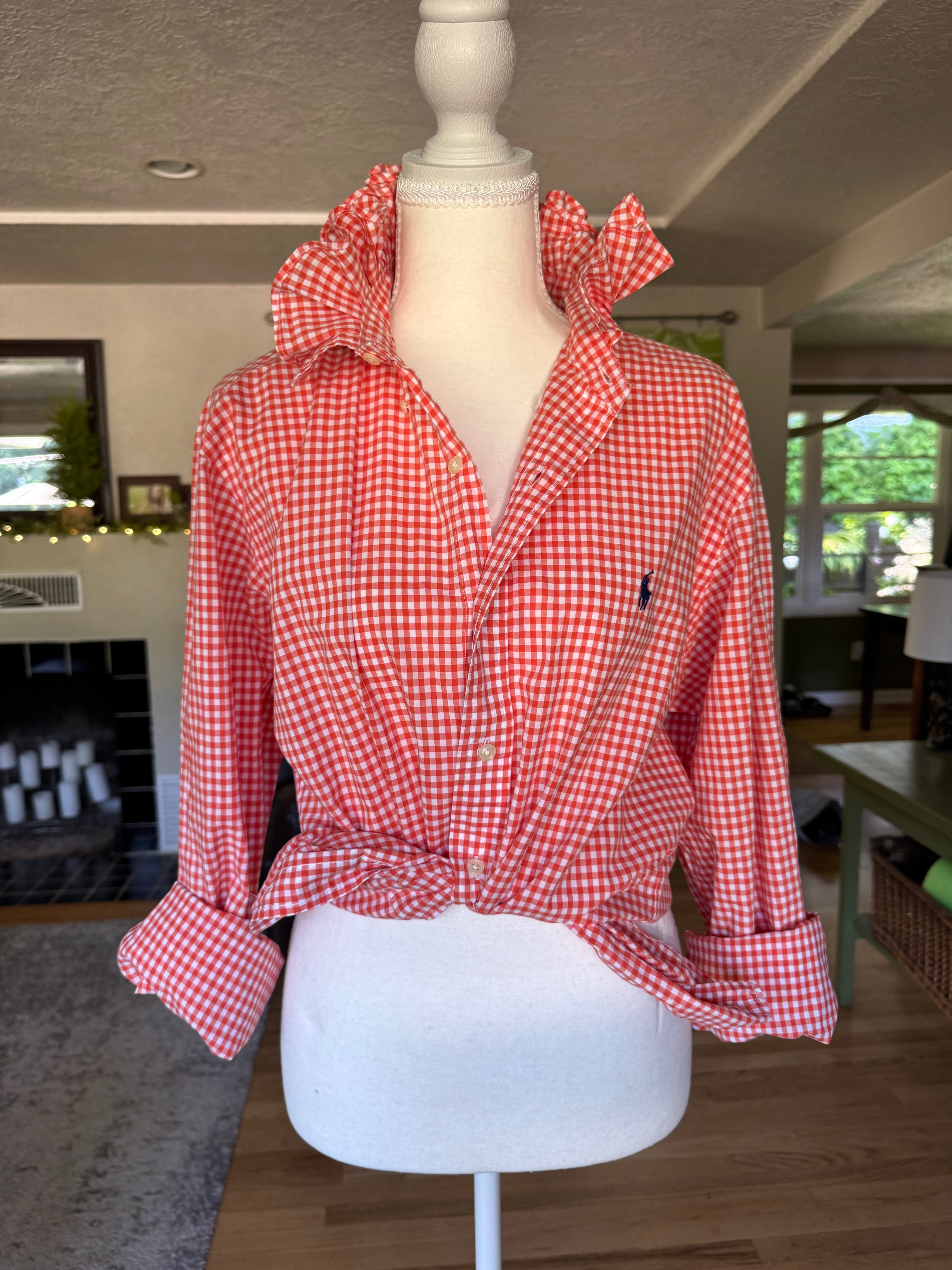 Ralph Lauren - Orange Gingham - Long Sleeve - Size Large