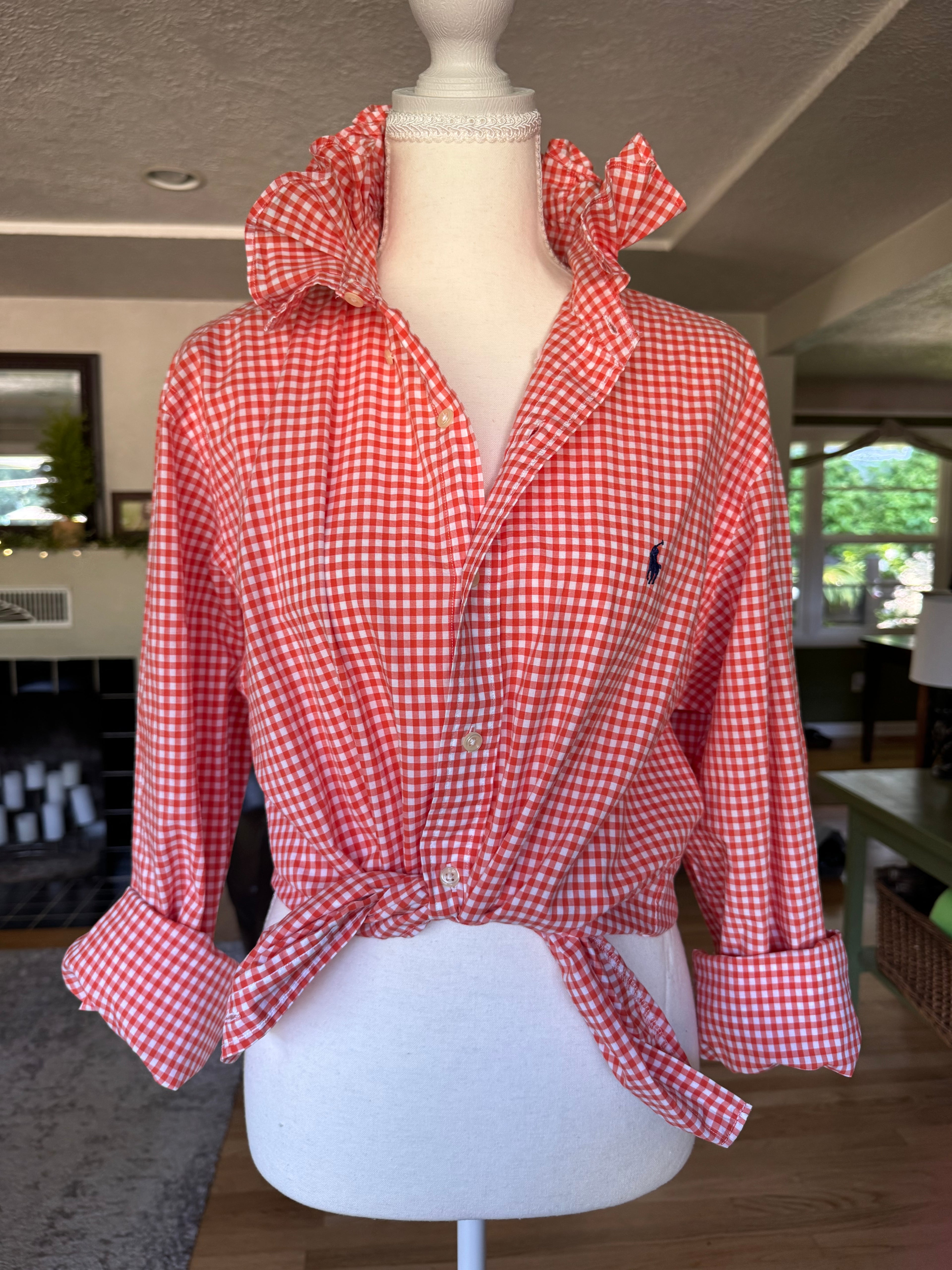 Ralph Lauren - Orange Gingham - Long Sleeve - Size Large