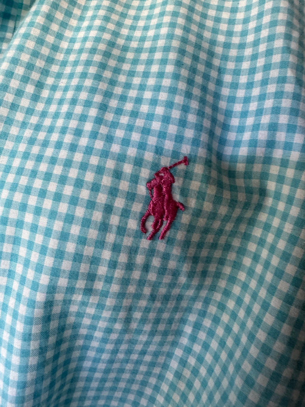 Ralph Lauren - Blue Gingham - Short Gathered Sleeve - Size XL