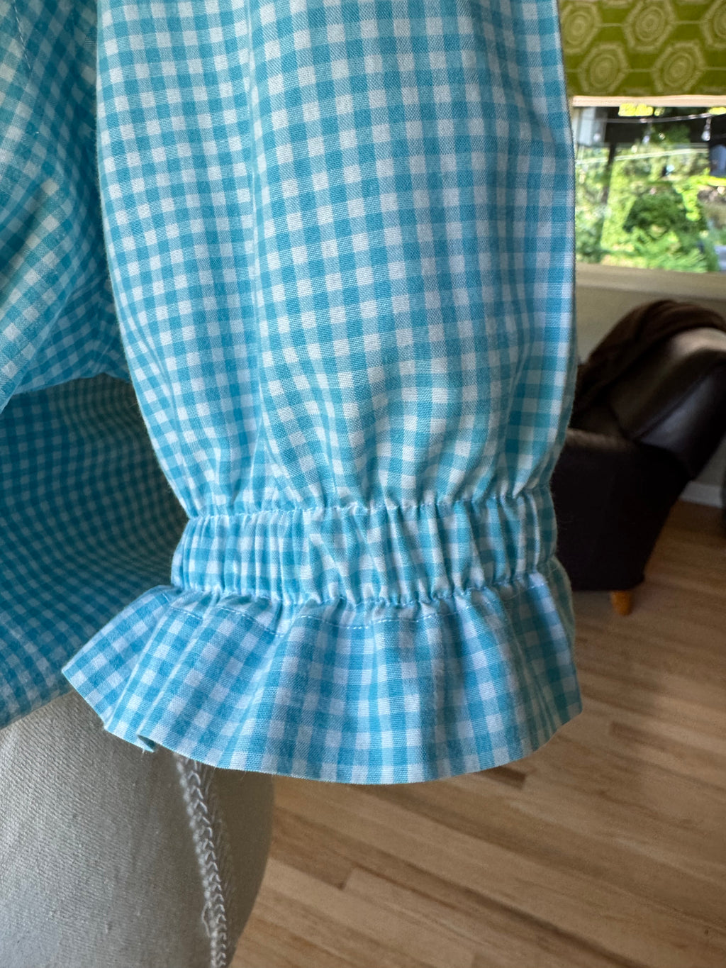 Ralph Lauren - Blue Gingham - Short Gathered Sleeve - Size XL