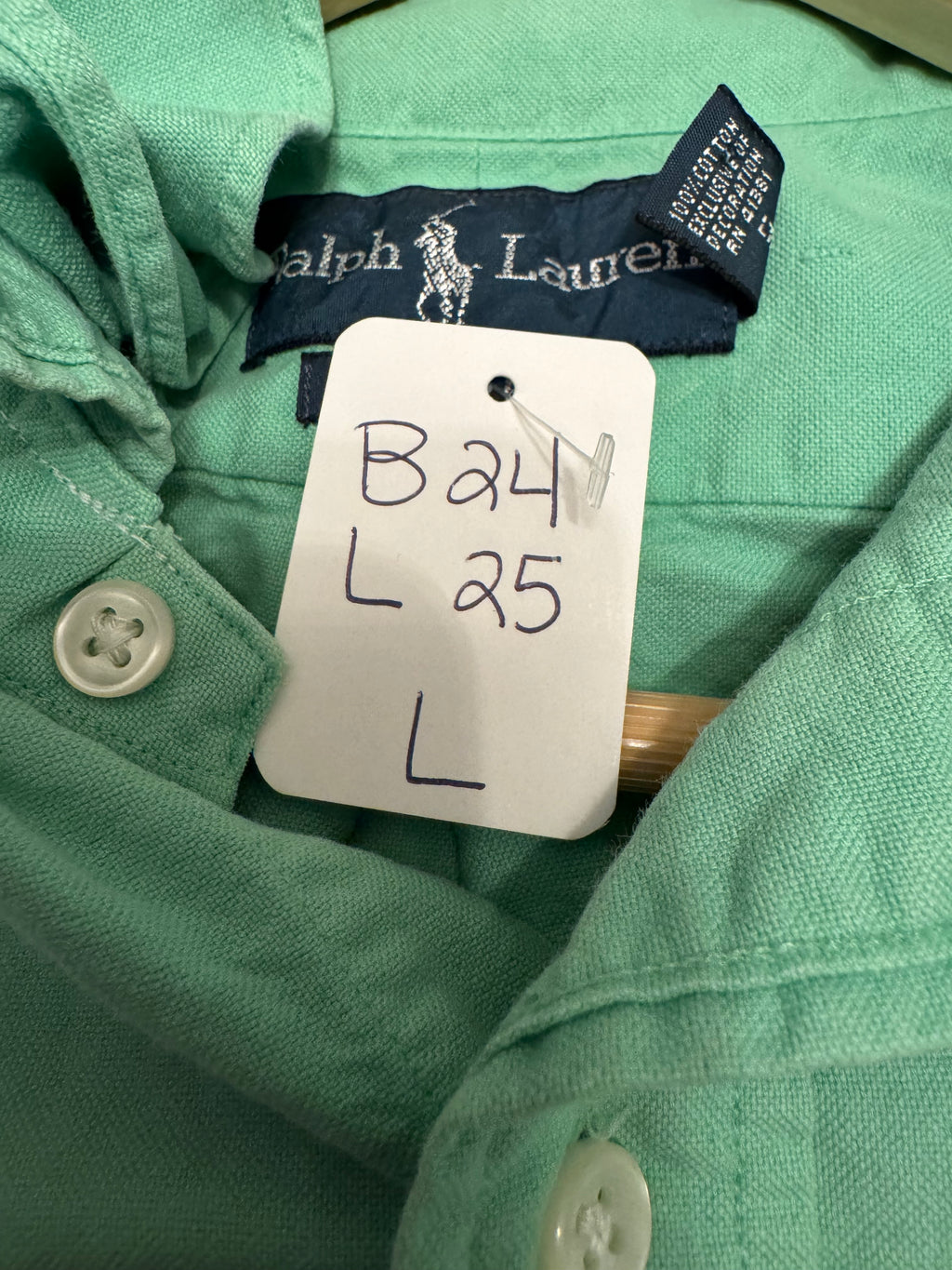Ralph Lauren - Solid Green- Long Sleeve - Size Large