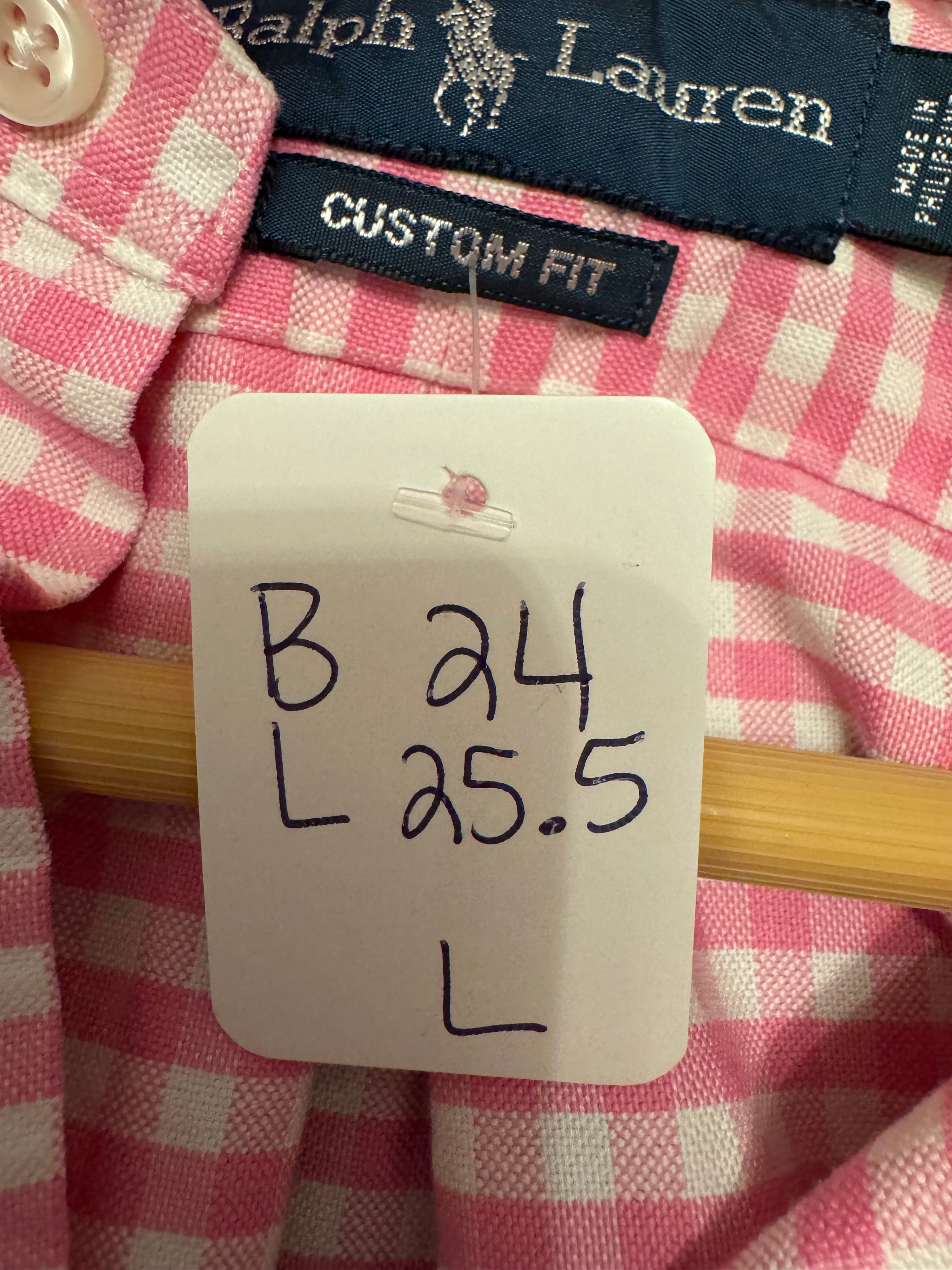 Ralph Lauren - Pink Gingham - Long Sleeve - Size Large