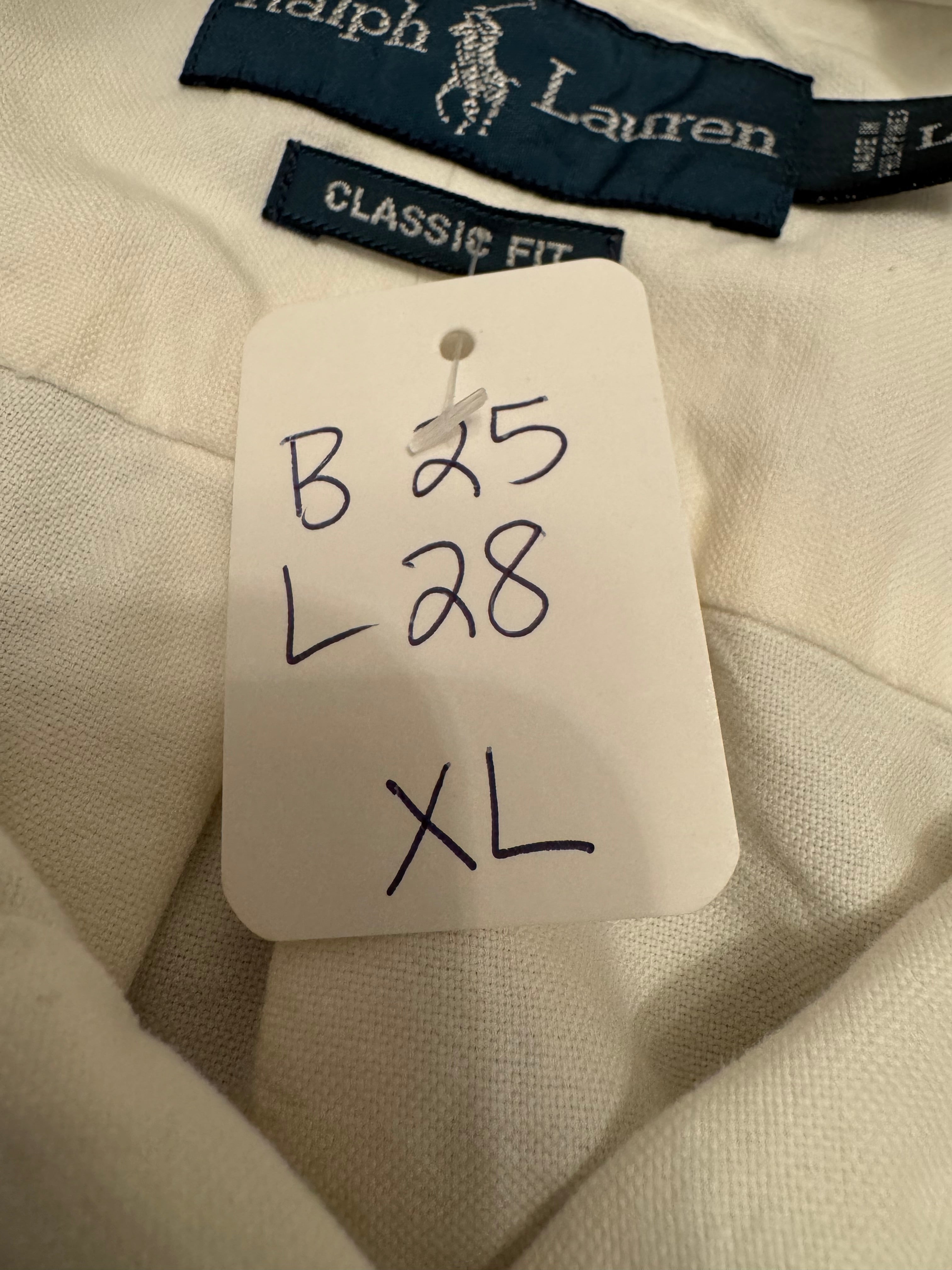 Ralph Lauren - Solid White/Cream - Short Gathered Sleeve - Size XL