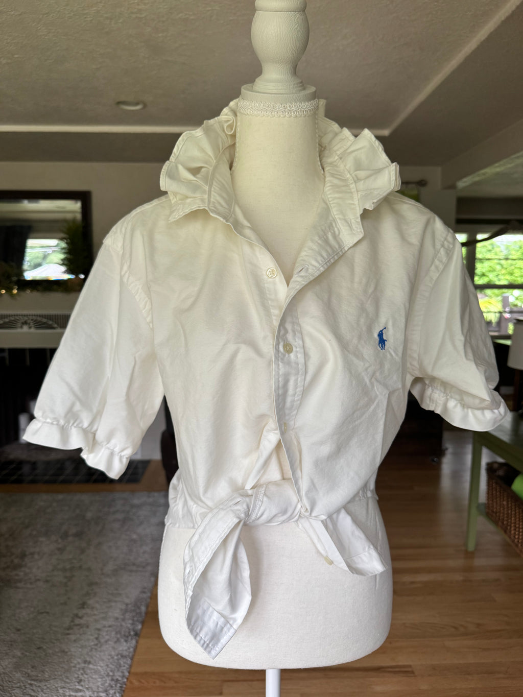 Ralph Lauren - Solid White/Cream - Short Gathered Sleeve - Size XL