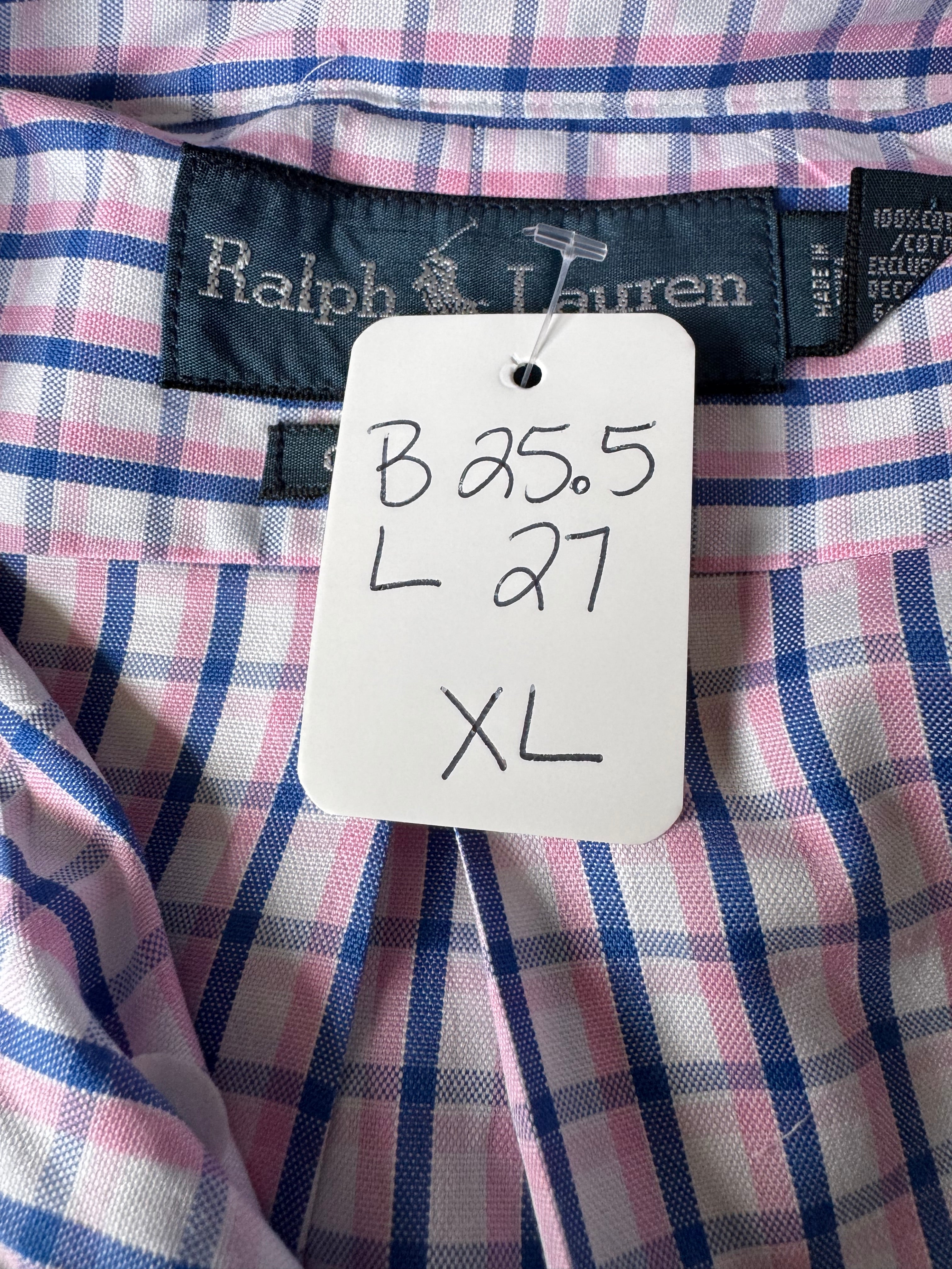 Ralph Lauren -Pink/Blue and White Plaid - Long Sleeve - Size XL