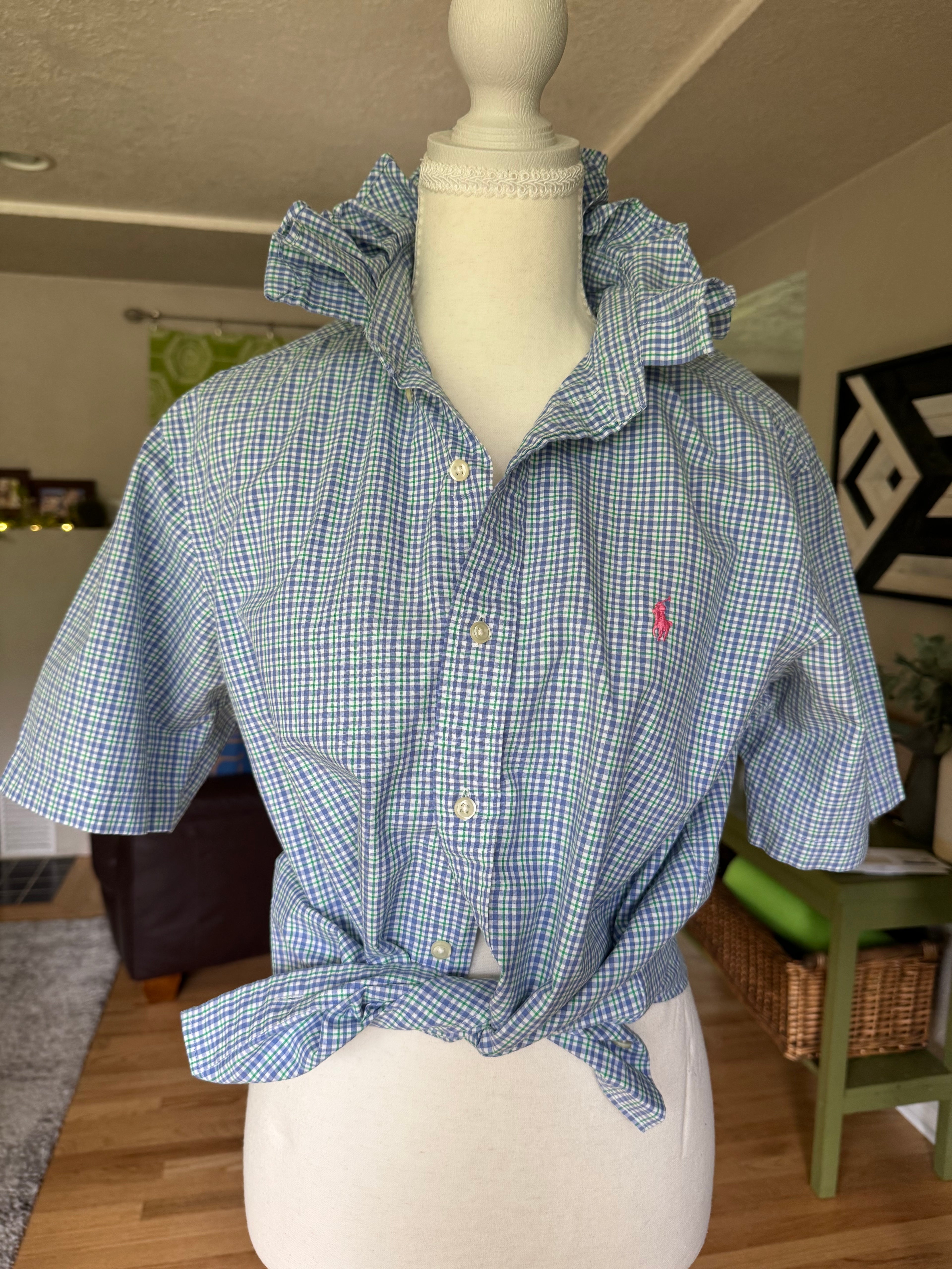 Ralph Lauren -Purple/Blue Plaid - Short Sleeve - Size Medium