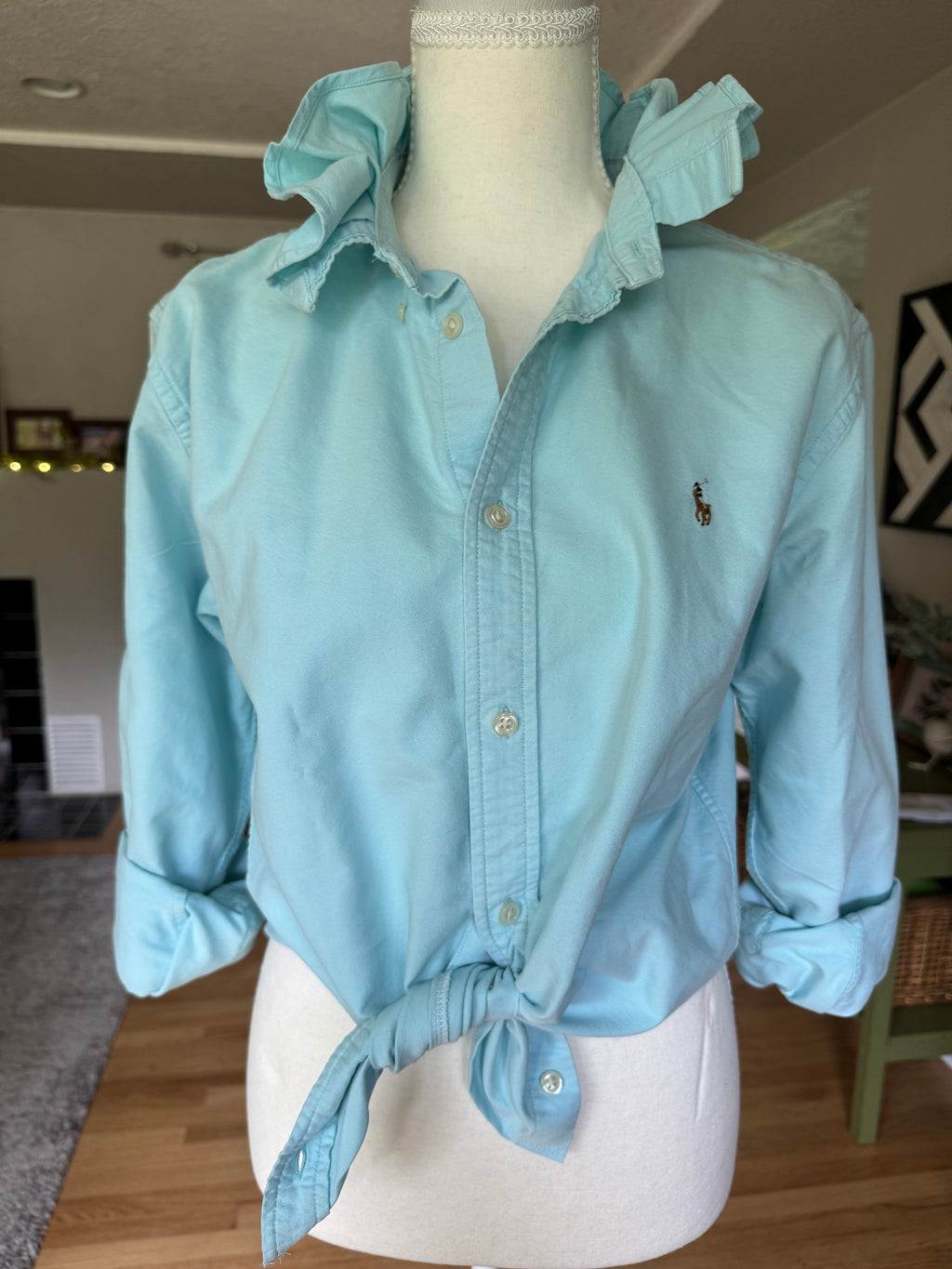 Ralph Lauren -Solid Turquoise - Long Sleeve - Size Medium