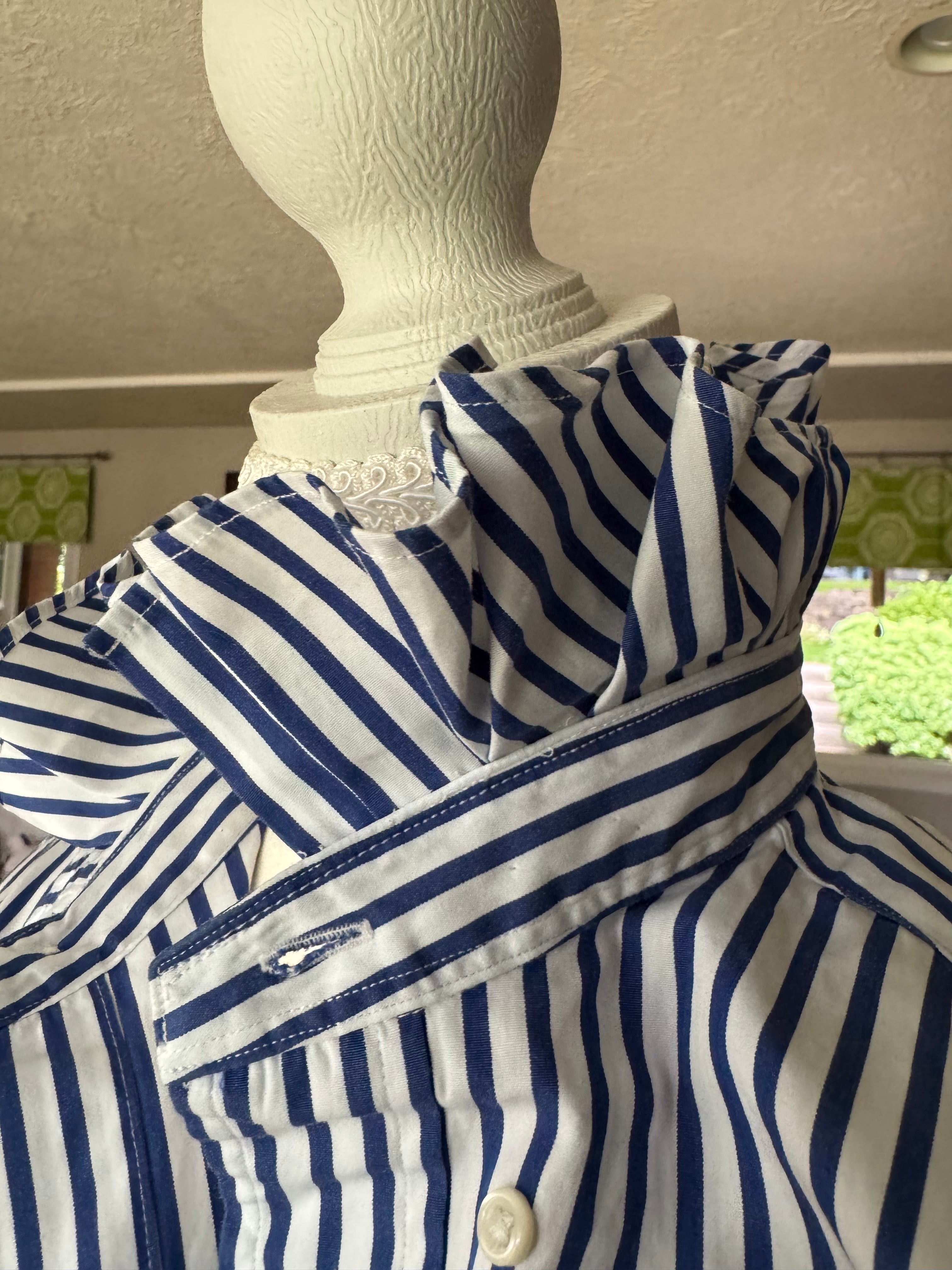Ralph Lauren -Navy Stripes - Long Sleeve - Size Medium