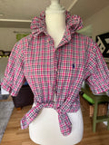 Ralph Lauren -Pink Plaid - Short Gathered Sleeve - Size Medium/Large
