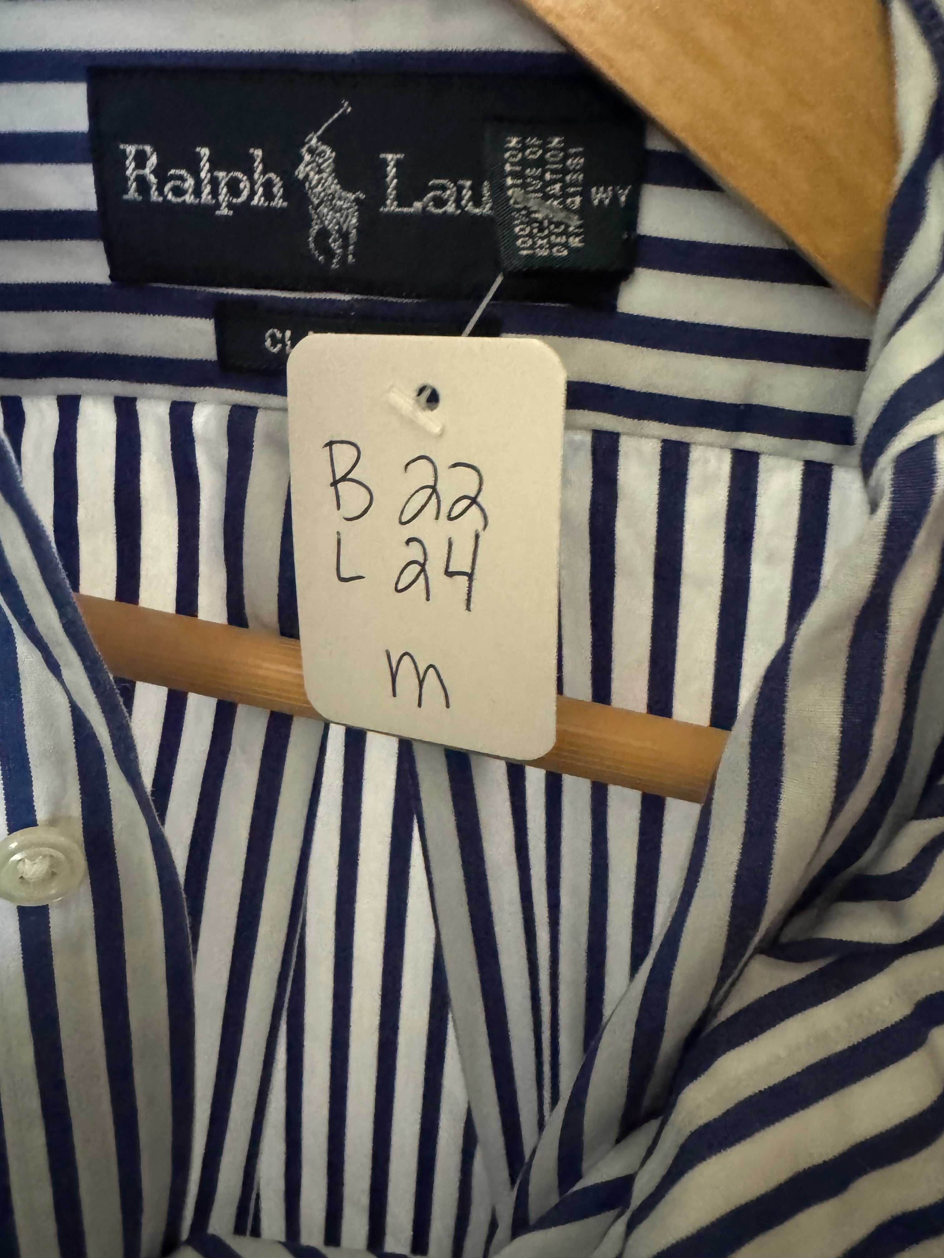 Ralph Lauren -Navy Stripes - Long Sleeve - Size Medium