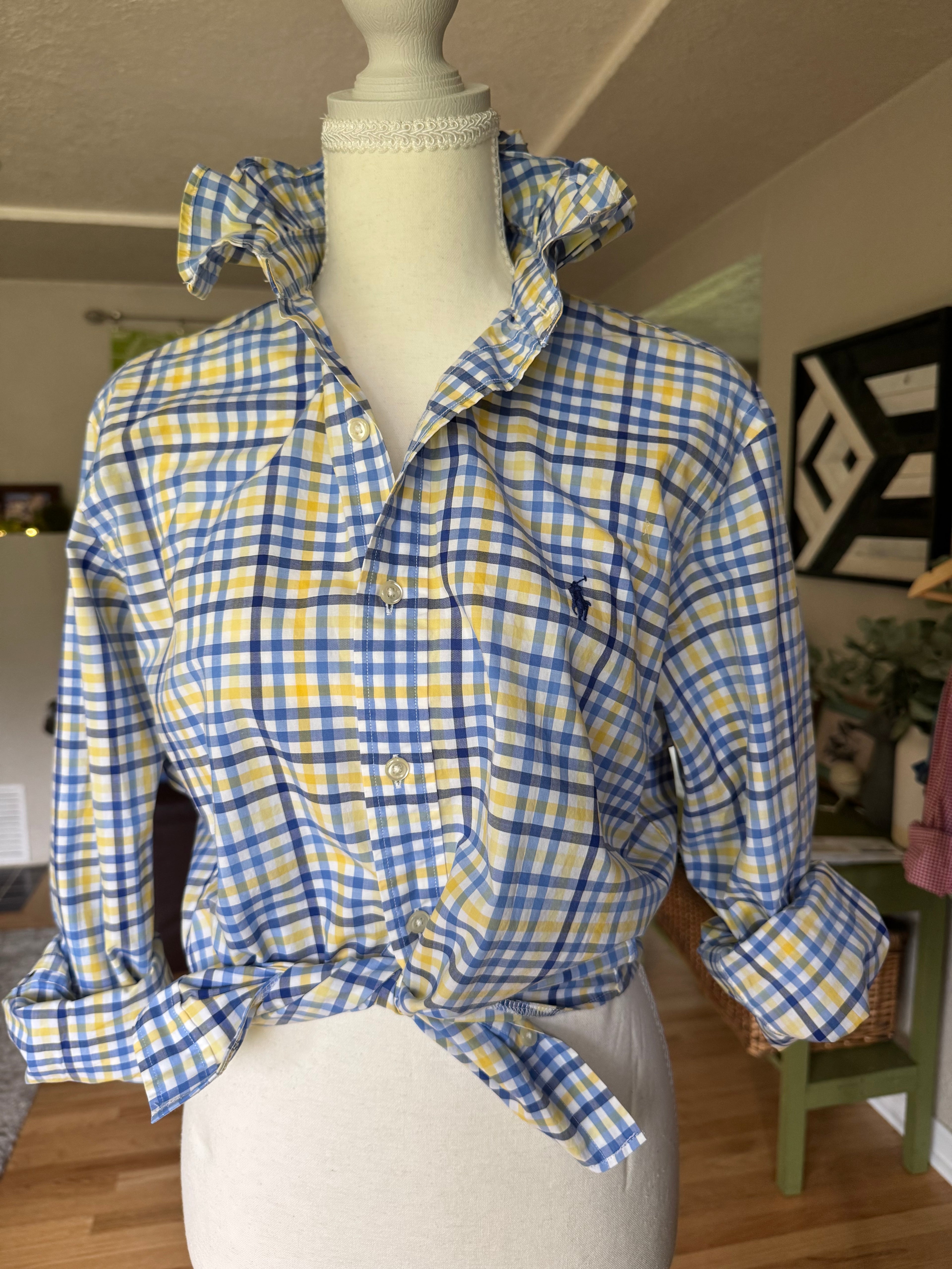 Ralph Lauren - Yellow and Blue Plaid - Long Sleeve - Size Medium