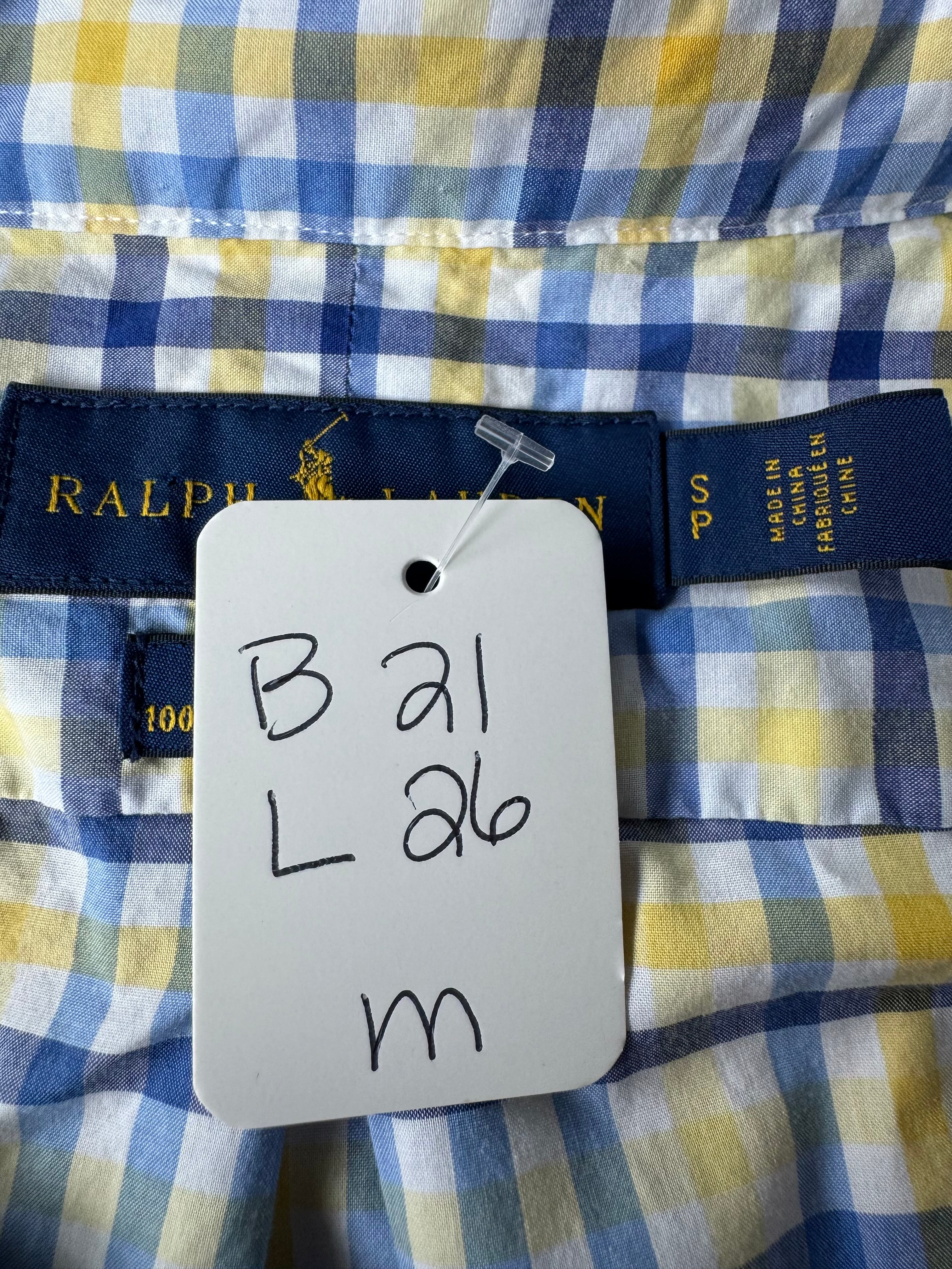 Ralph Lauren - Yellow and Blue Plaid - Long Sleeve - Size Medium